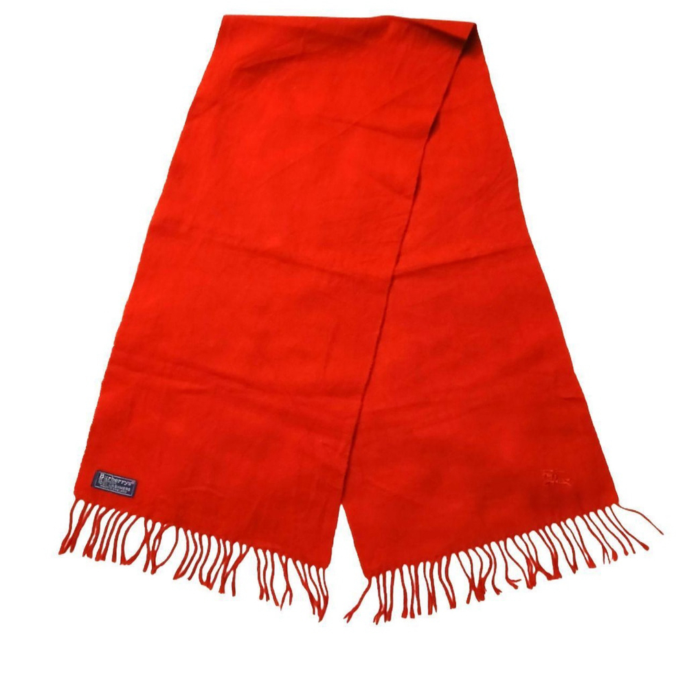 Luxury Vintage Red Cashmere Burberry Scarf Embroidered Logo Fall Winter Scarves